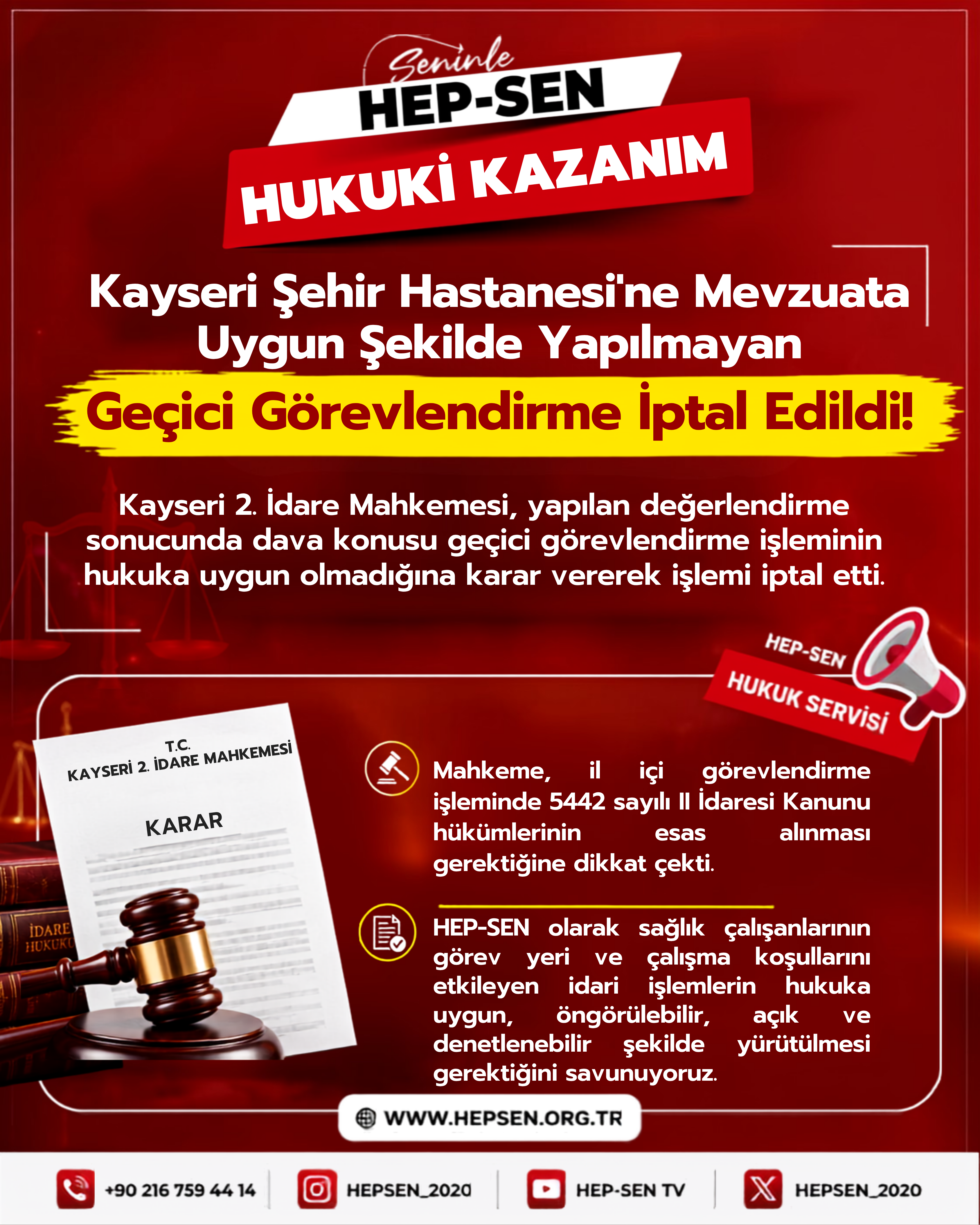 Kayseri Şehir Hastanesine Geçici Görevlendirme İptal Edildi